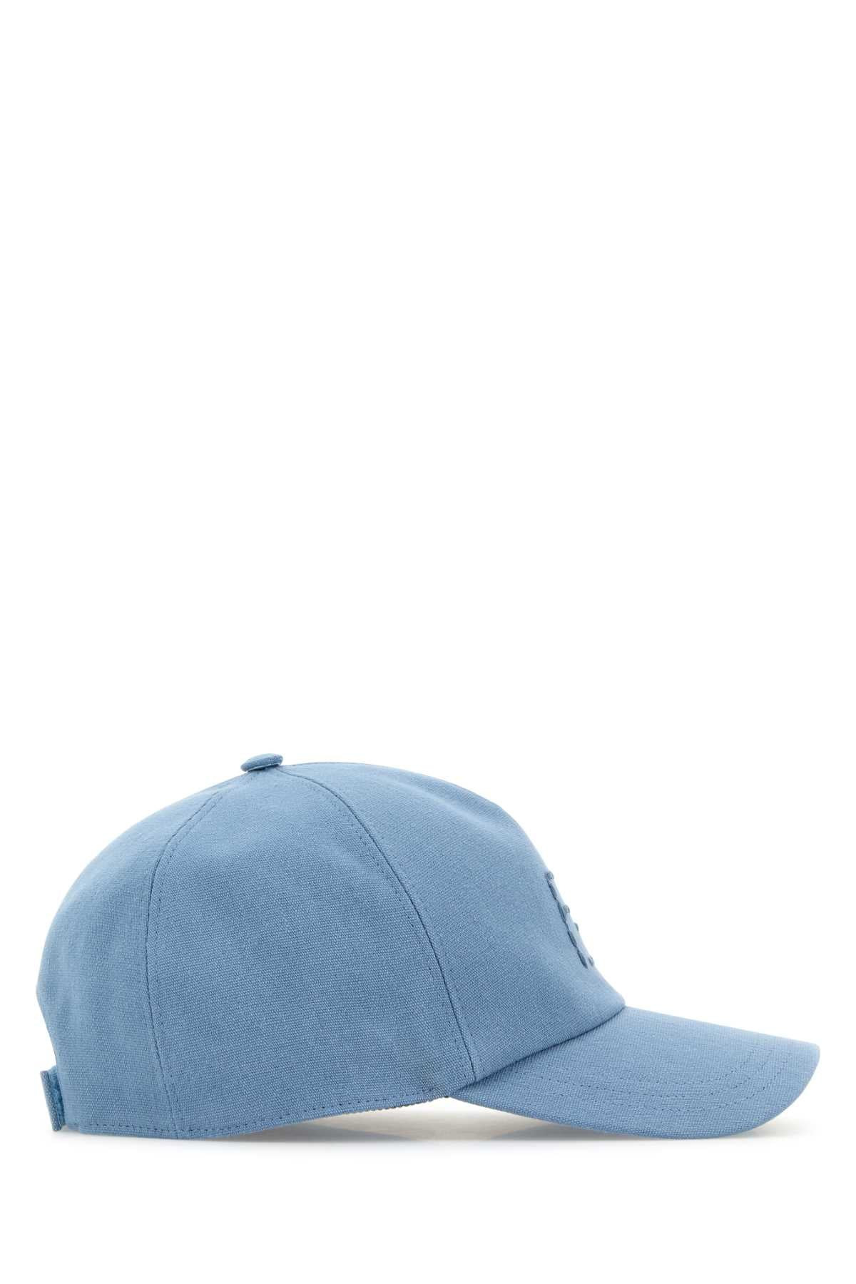 Fendi Men Light Blue Linen Blend Baseball Cap - 2