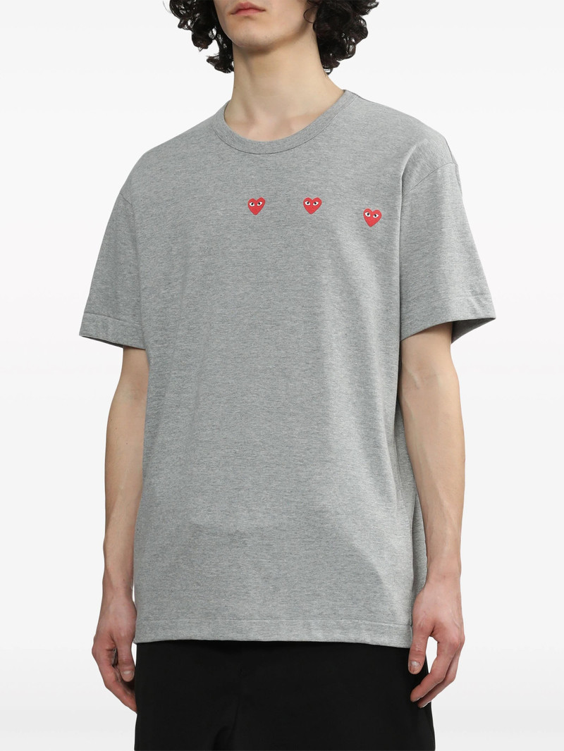 Comme des Garçons PLAY UNISEX 3 HEART SHORT SLEEVE T-SHIRT - GREY outlook