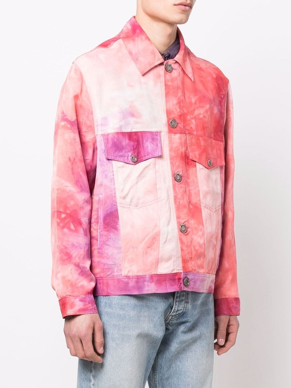 colour-block tie-dye jacket - 3