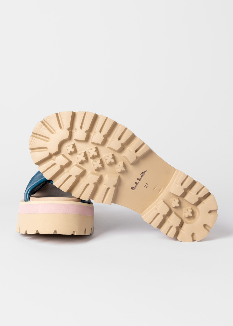 Women's Blue 'Logan' Leather Platform Sandals 4