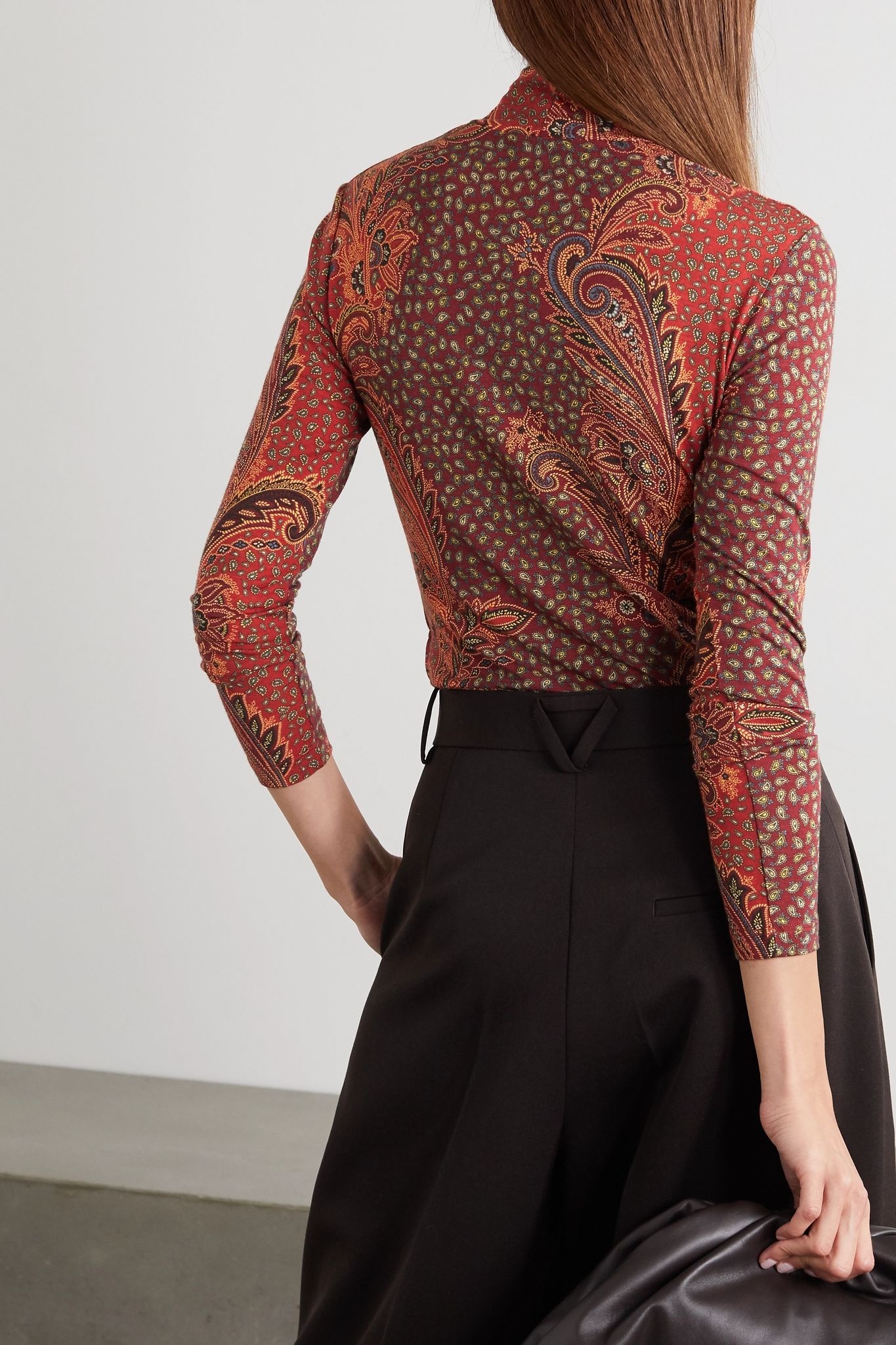 Paisley-print stretch wool-blend turtleneck top  - 3