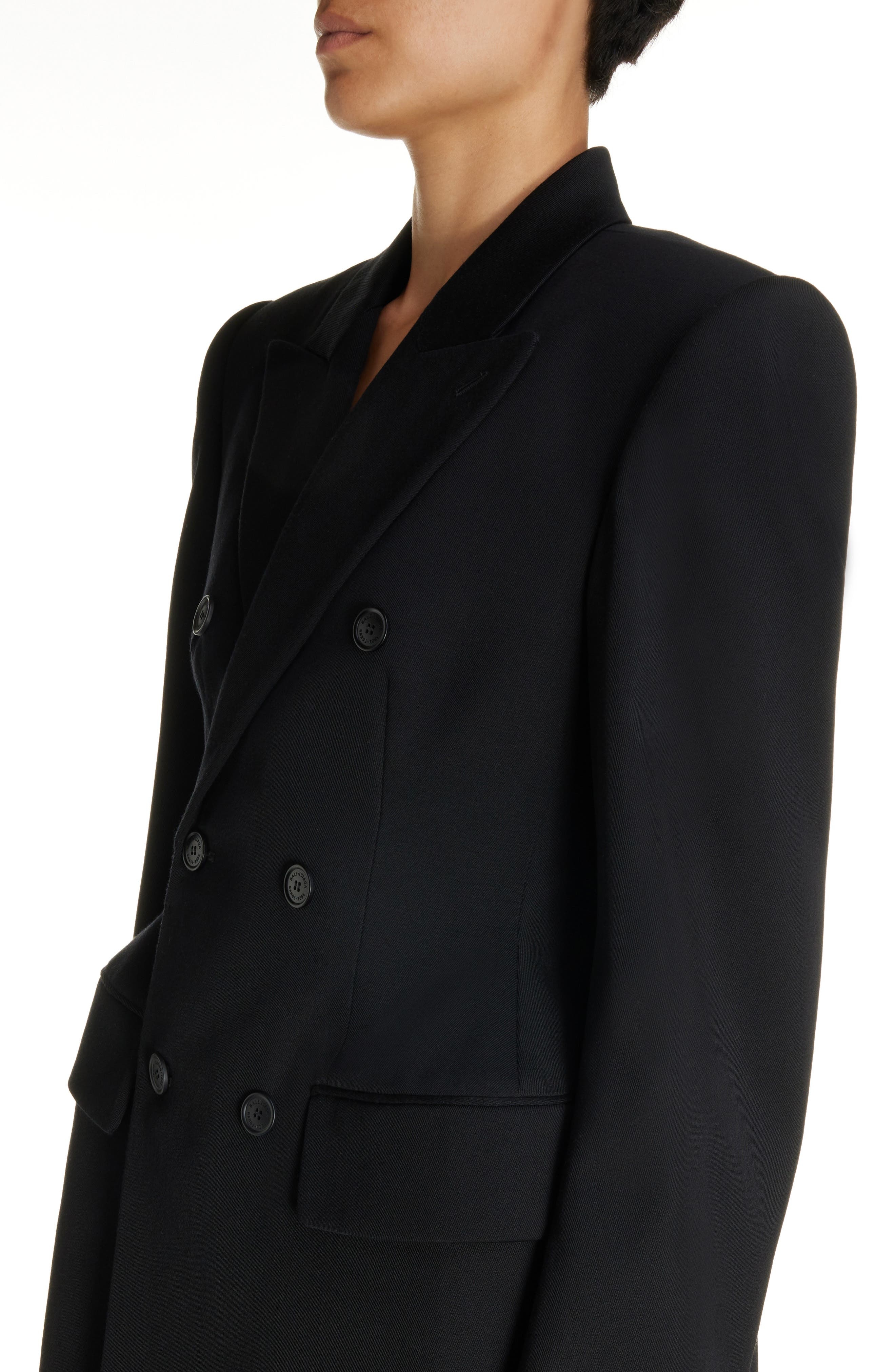Clinched Hourglass Double Breasted Wool Gabardine Blazer - 4