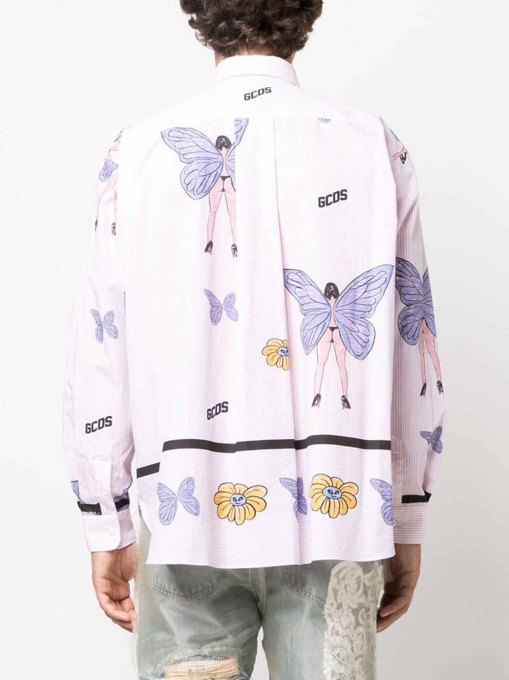 butterfly-print cotton shirt - 4