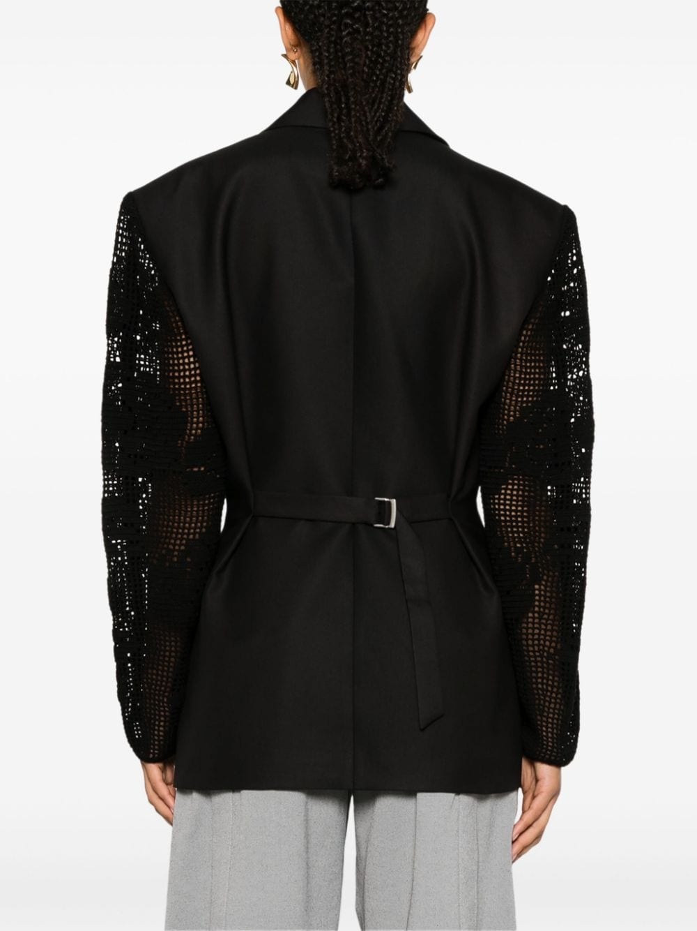crochet-panel blazer - 4