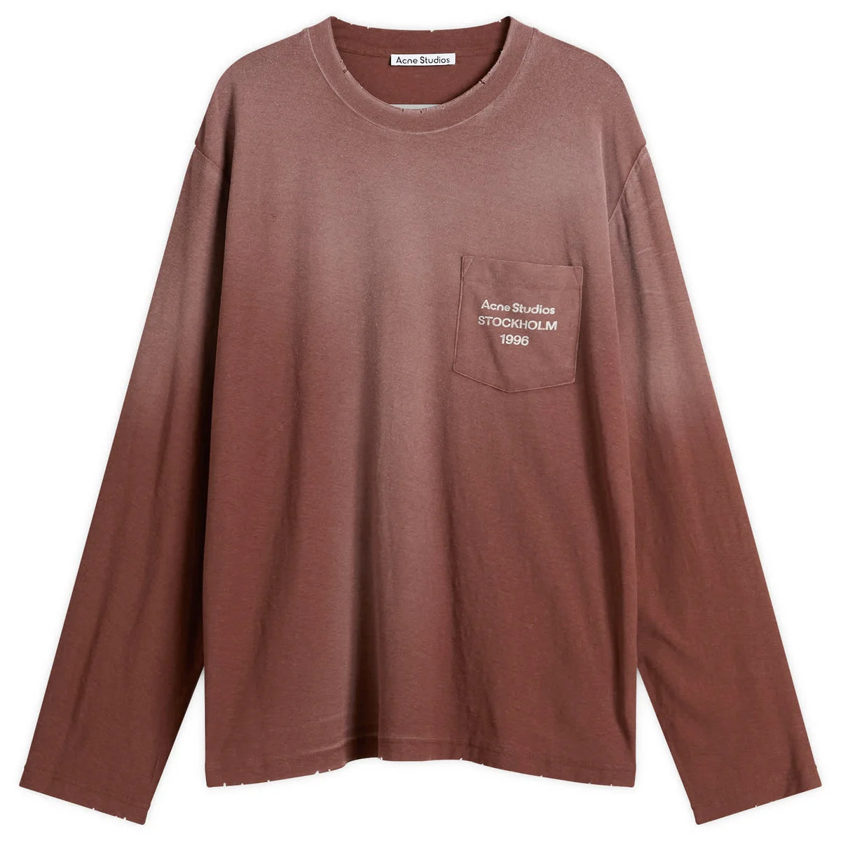 LONG SLEEVE CREWNECK T-SHIRT WITH LOGO CHEST POCKET (CHOCOLATE BROWN) - 1