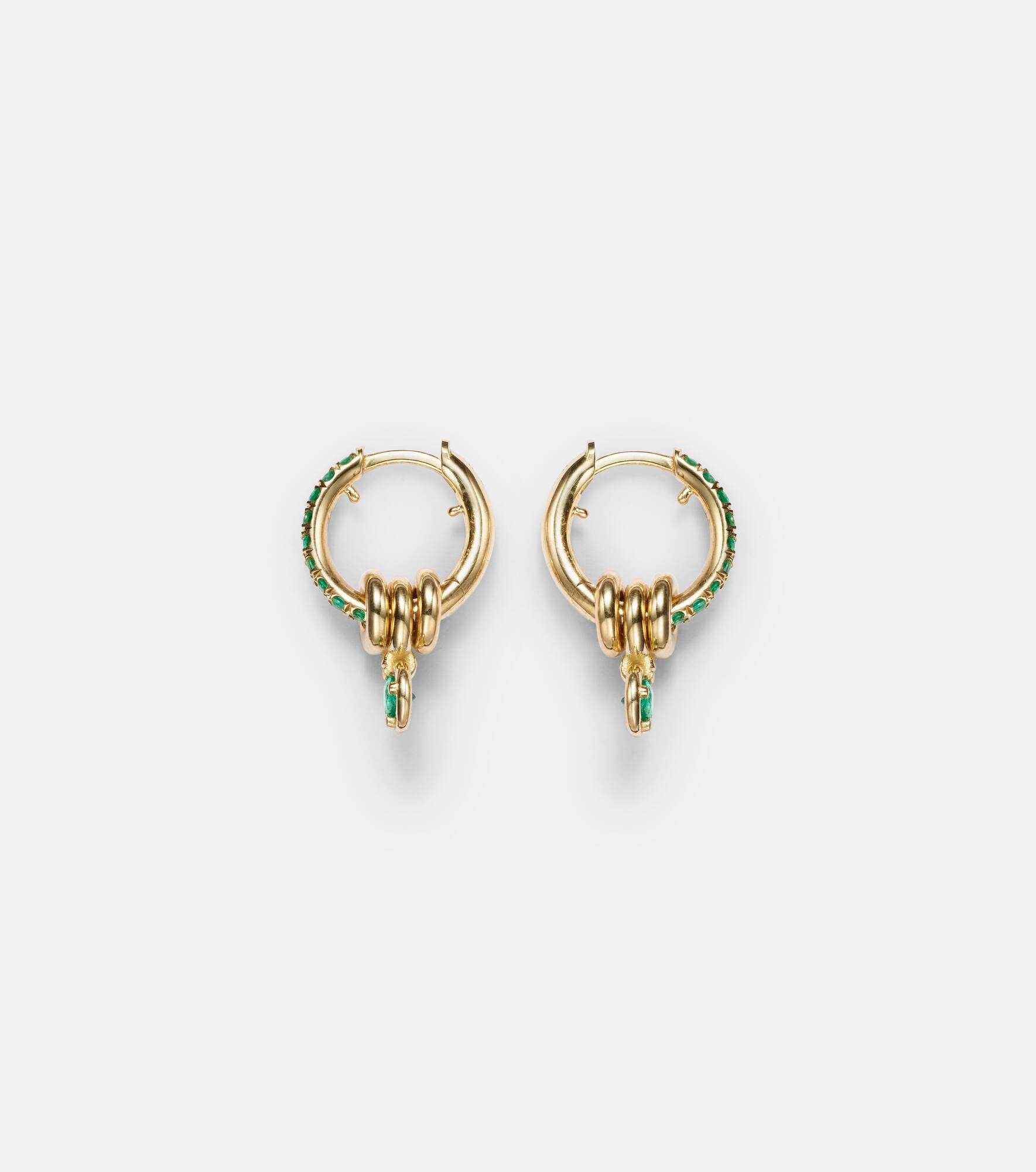Zahra 18kt gold hoop earrings with emeralds - 4