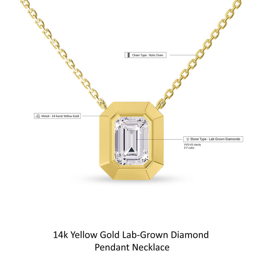 Diamond2Deal - Diamond2Deal 14k Yellow Gold 3 Carat Radiant Ct Lab Grown Diamond Pendant Necklace 18" VVS-VS, E-F - 2
