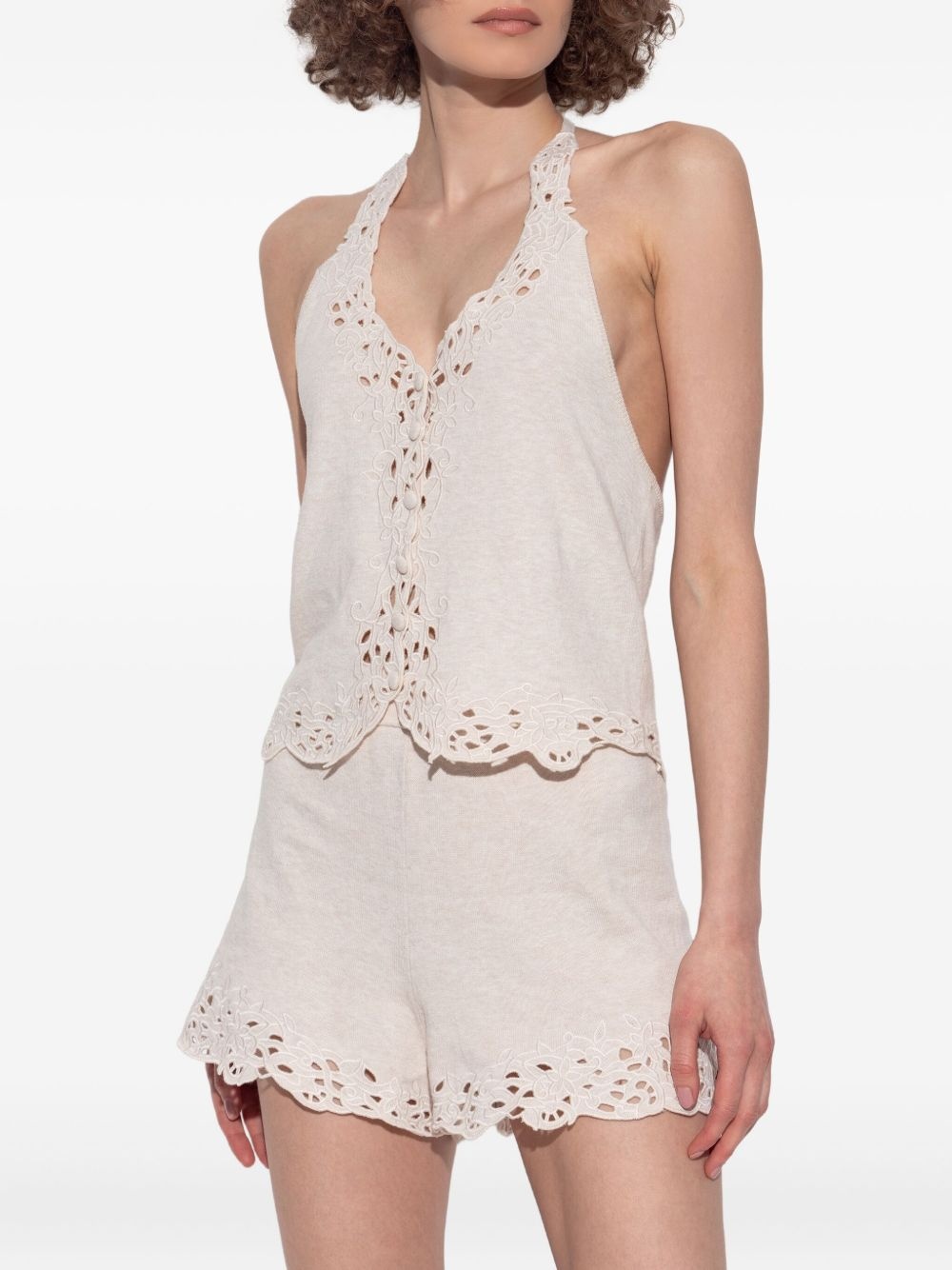 embroidered button-front top - 3