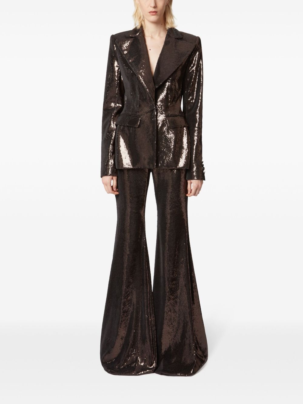 sequin-embellished flared trousers - 2