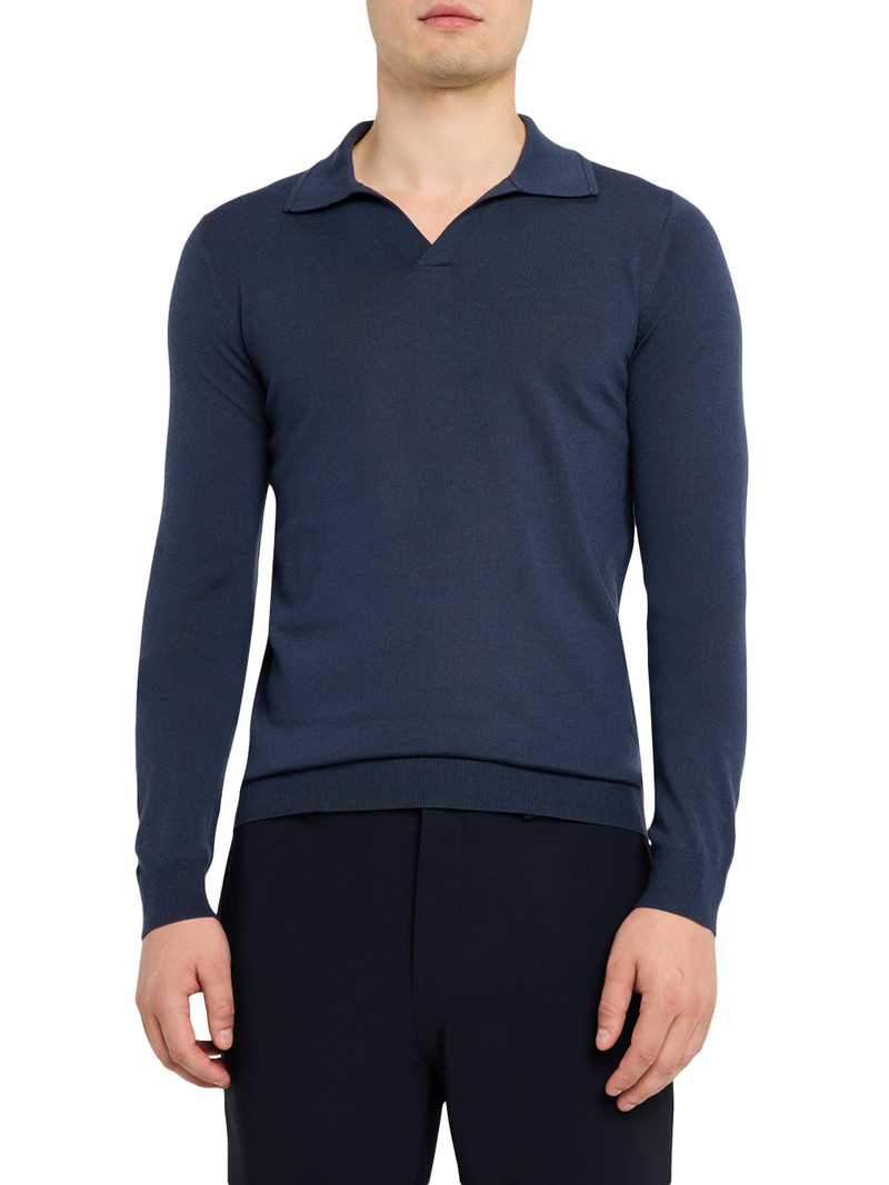 Men's Milburn Merino Wool Johnny Collar Shirt - Midnight 3