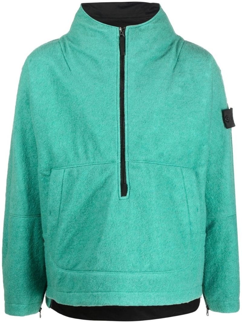 high neck cotton zip-up jacket - 1