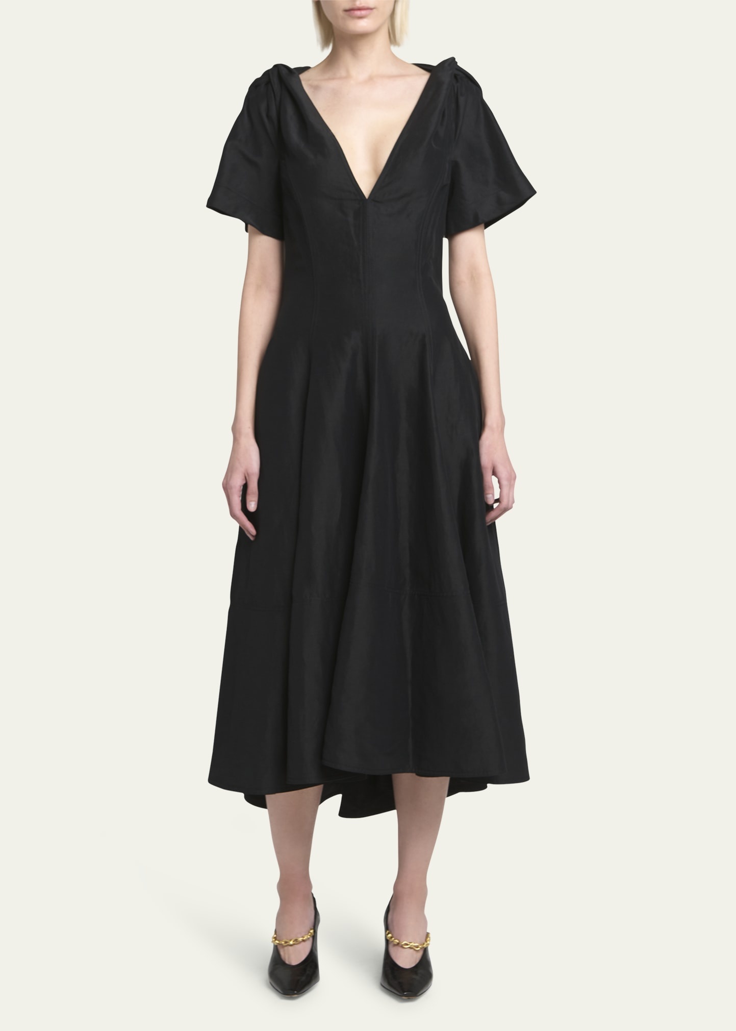 Fluid Linen Midi Dress with Twist Detail - 2