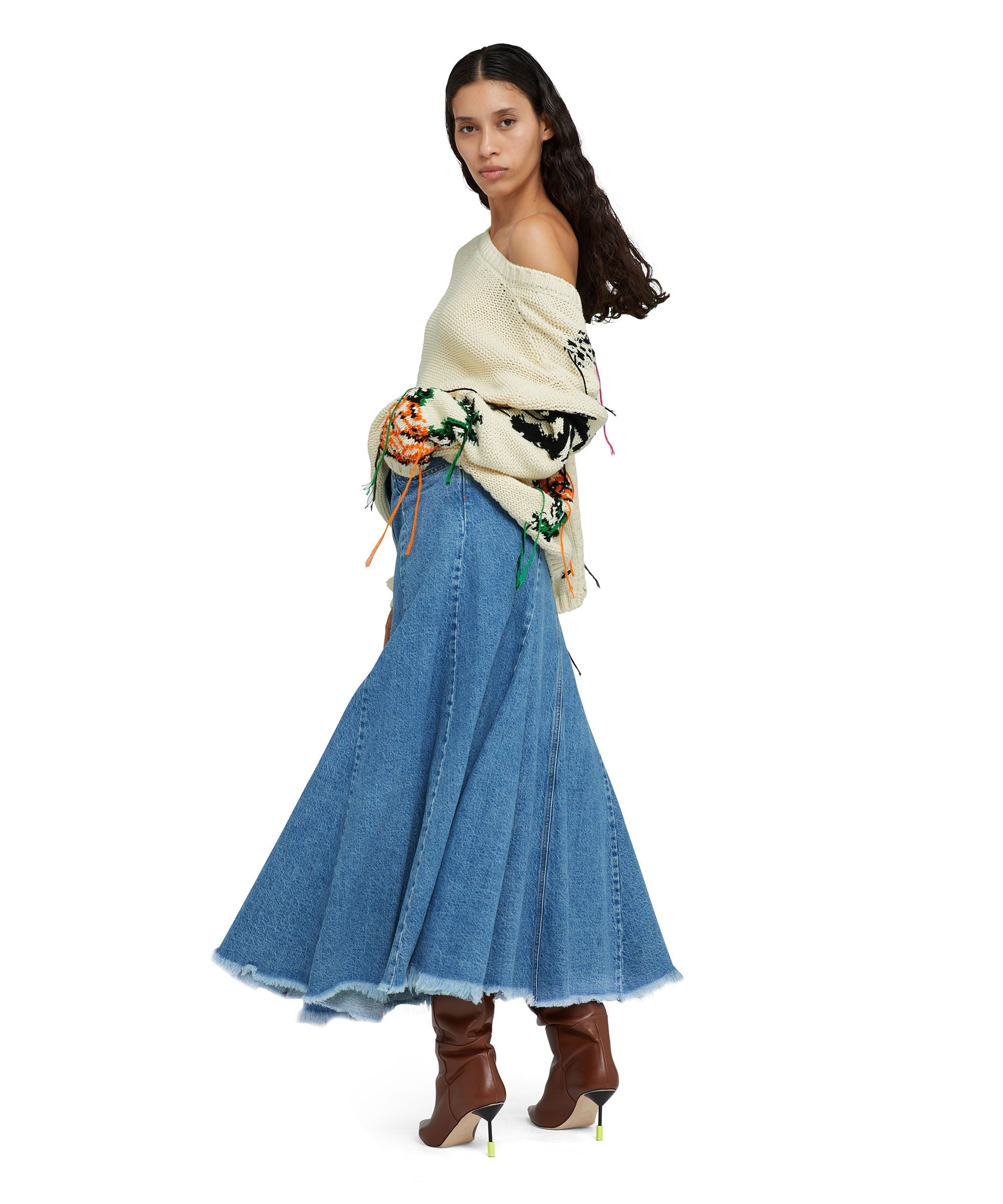 Denim midi wheel skirt - 2