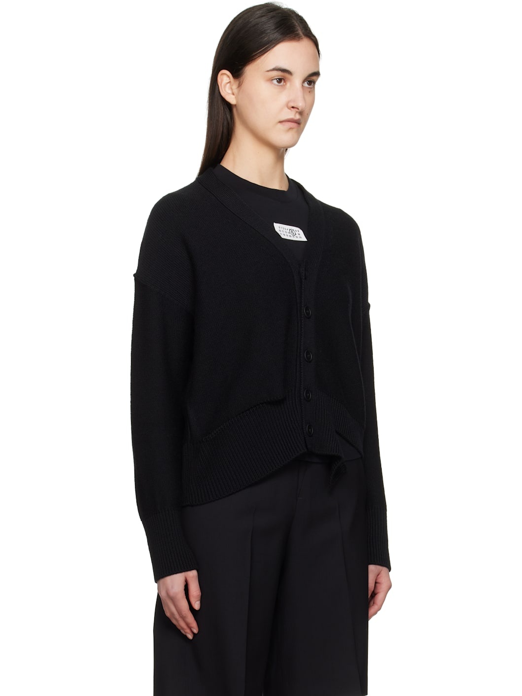 Black Boxy Ripped Cardigan - 2