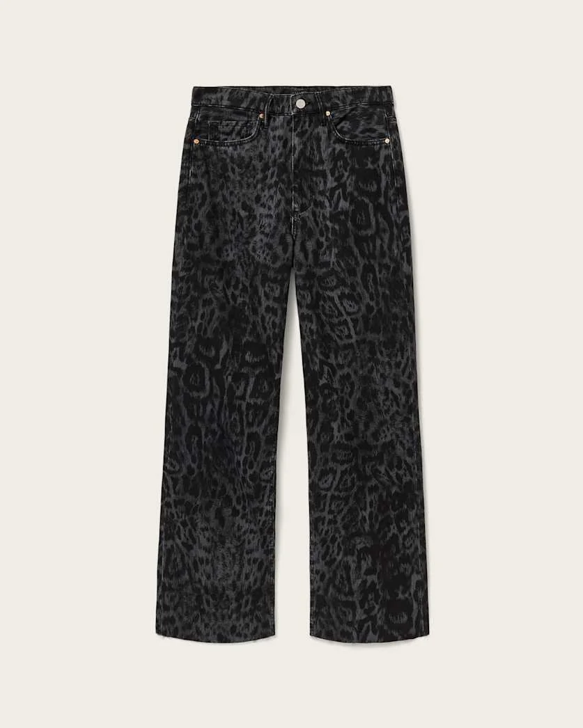 BLAKE WIDE LEG LEOPARD PRINT JEANS - 1