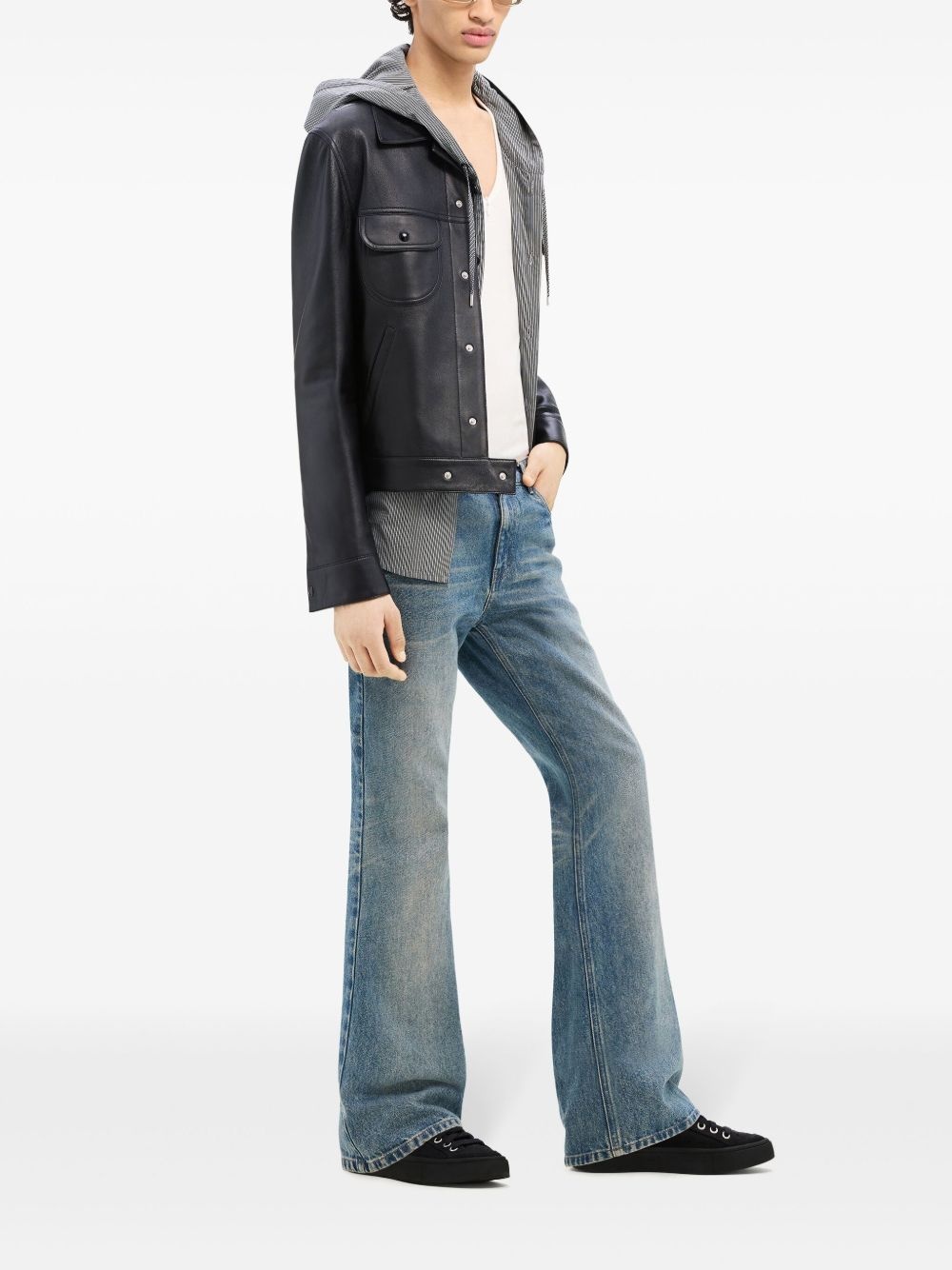 leather shirt jacket - 3