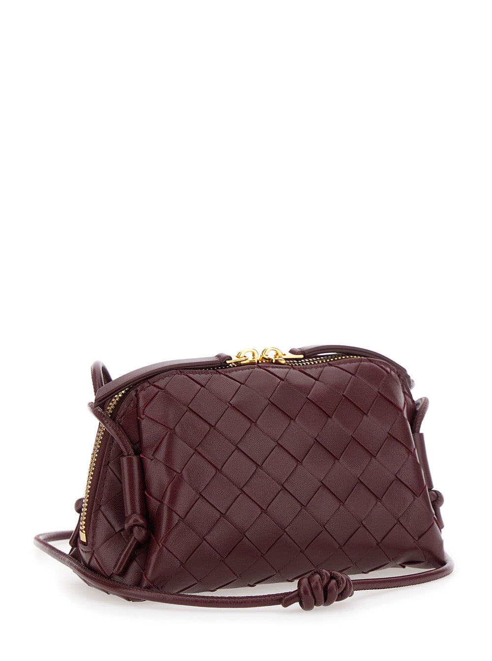 Bottega Veneta Women 'Concert' Bordeaux Crossbody Bag With Intreccio Motif In Leather Woman - 3