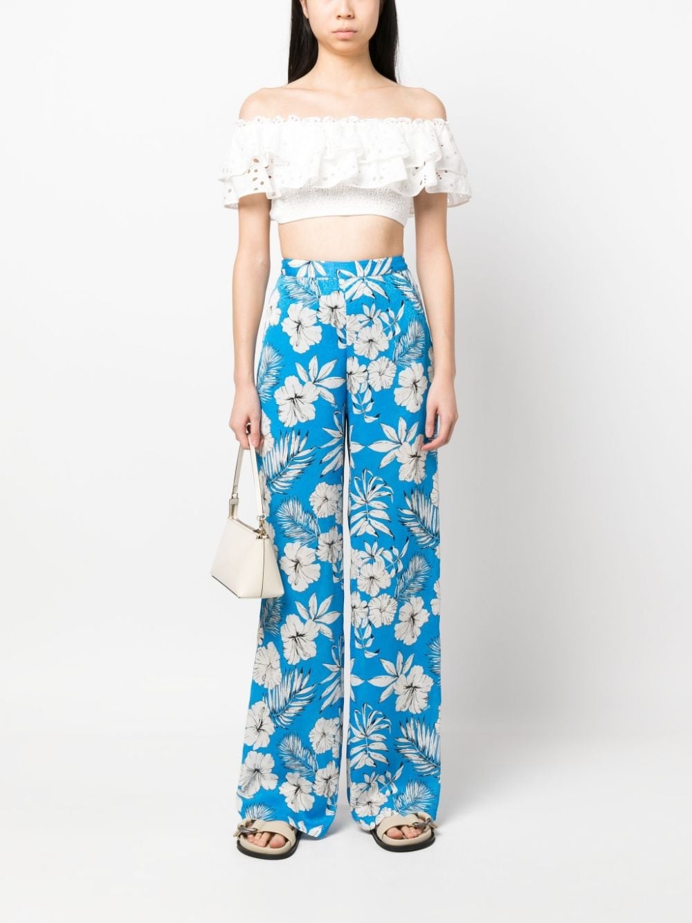 floral-print wide-leg trousers - 2