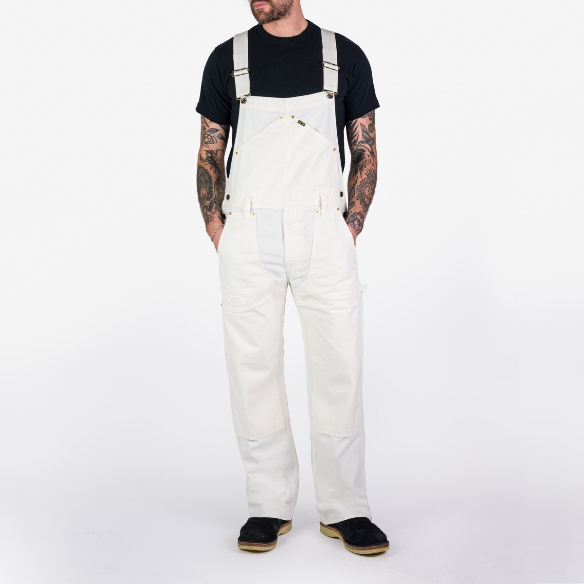 10.5oz Herringbone Double Knee Overalls - White - 2