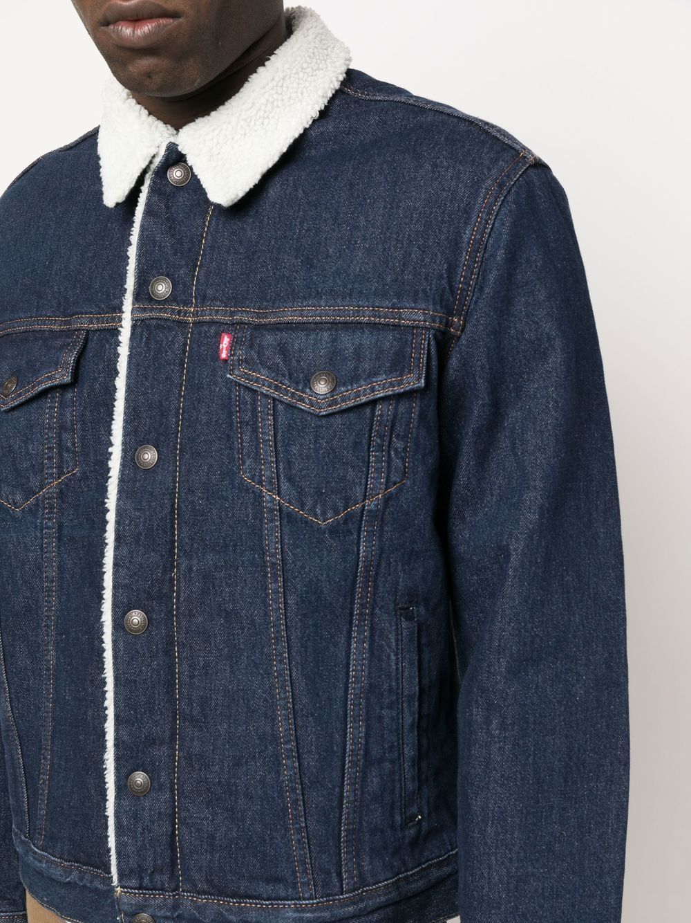 shearling-lined denim jacket - 5