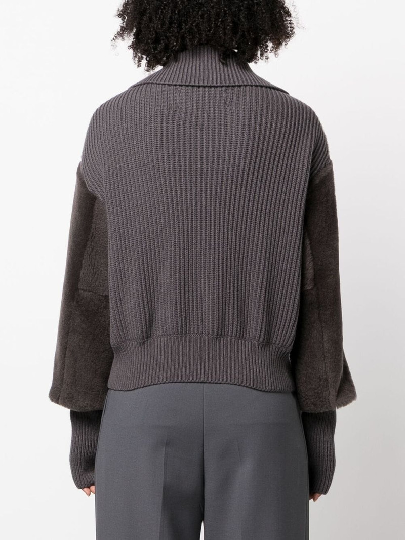 knit-panel zip-up jacket 4