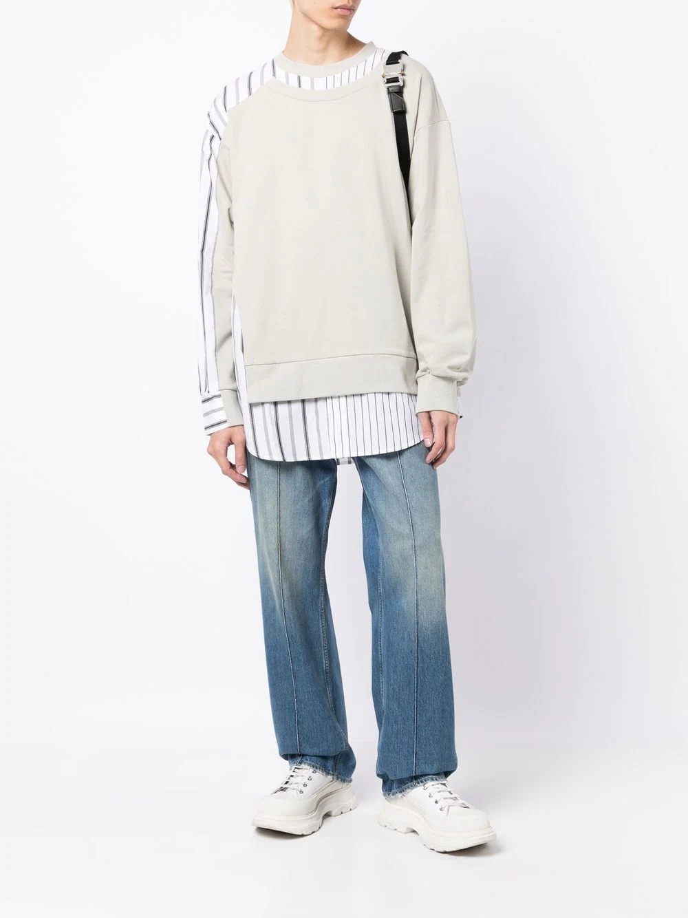 striped panelled sweatshirt - 2