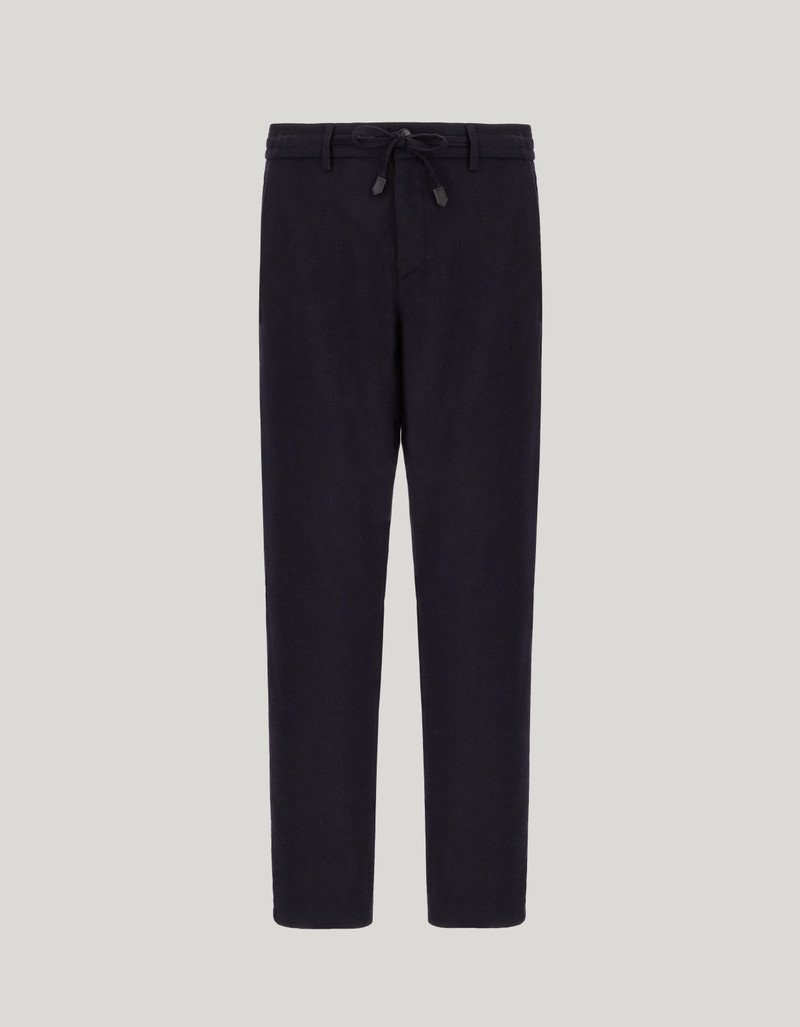REGULAR FIT BLUE DRAWSTRING PANTS IN PURE LINEN 42