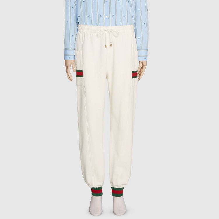 Gucci Knitted JoGGing Trousers With Webbing For Men White 625404-XJCOE-9146 - 3
