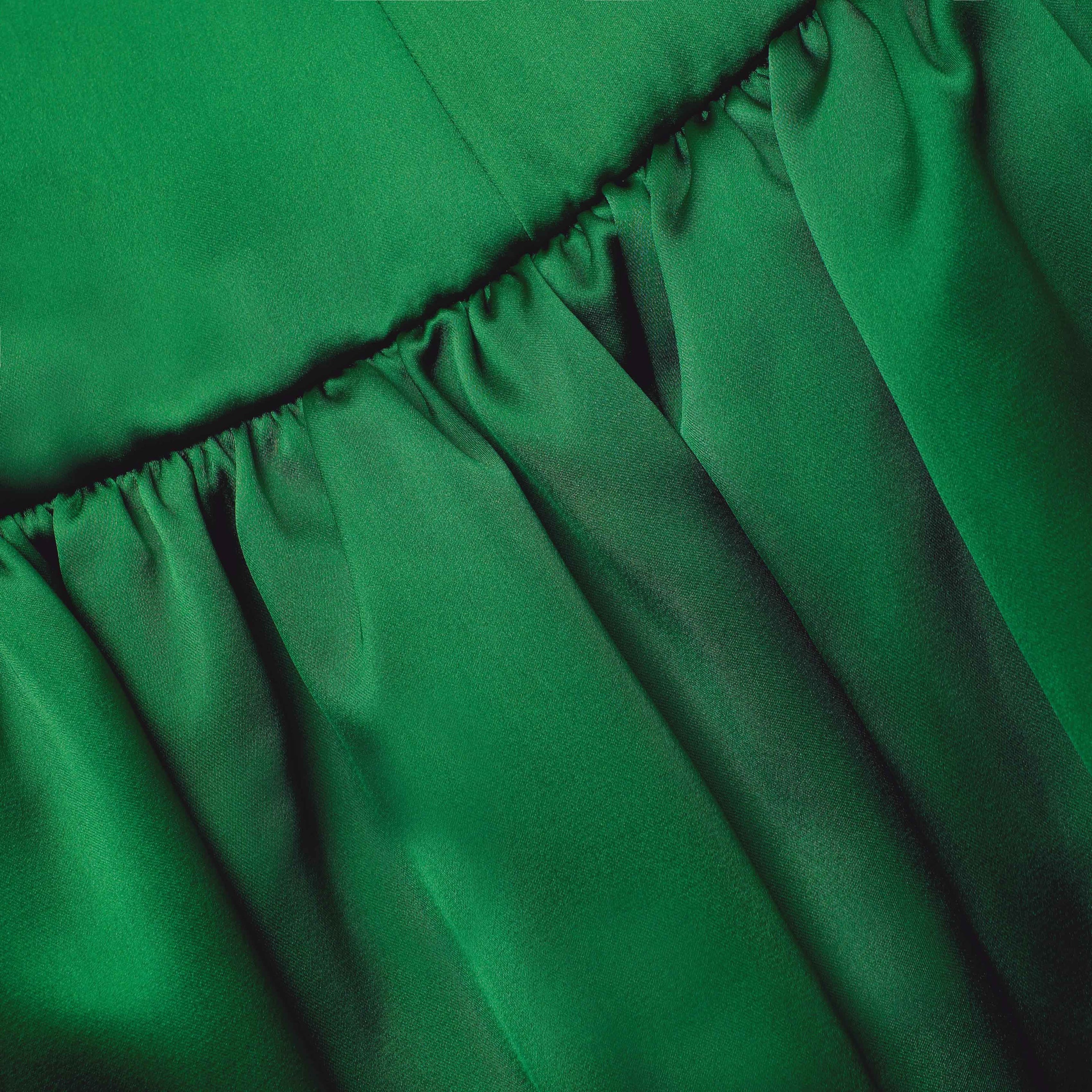 Green Satin Bandeau Maxi Dress - 5