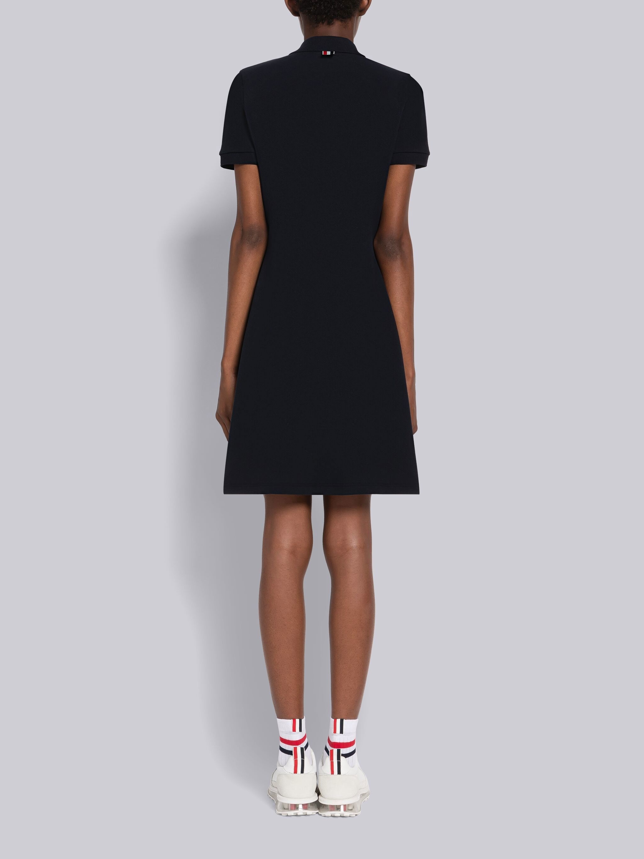 ★THOM BROWNE★ Pique Lip Gusset Tennis Dress Light Grey FJD Thom Browne Women's Flared Tennis RWB Stripe Pique Mini