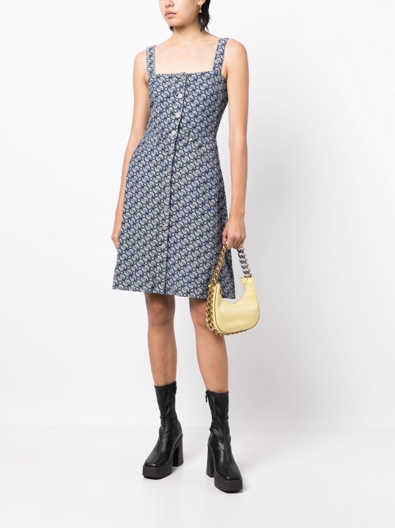 jacquard-logo denim dress - 2