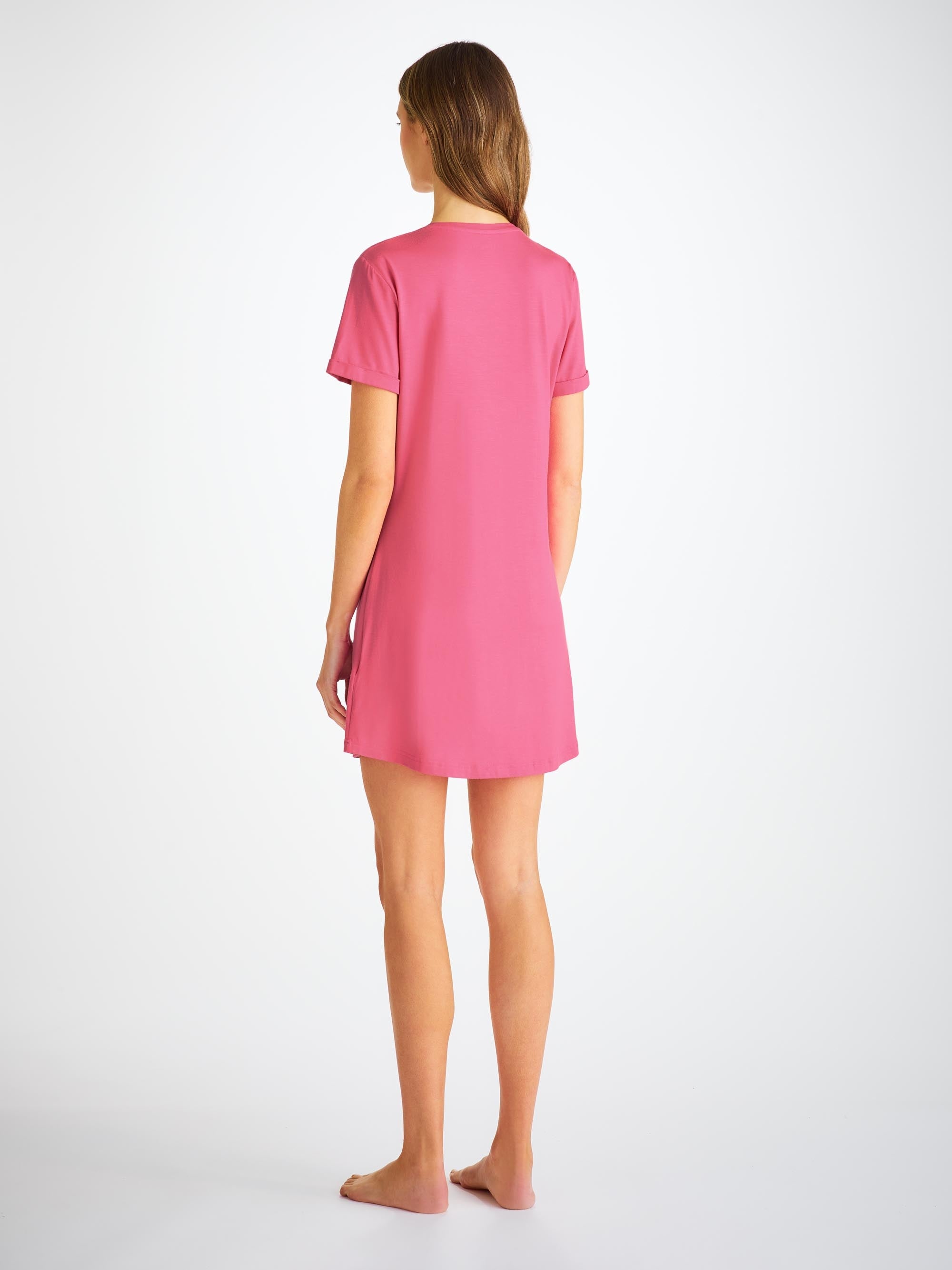 Women's V-Neck Sleep T-Shirt Lara Micro Modal Stretch Flamingo Pink - 4
