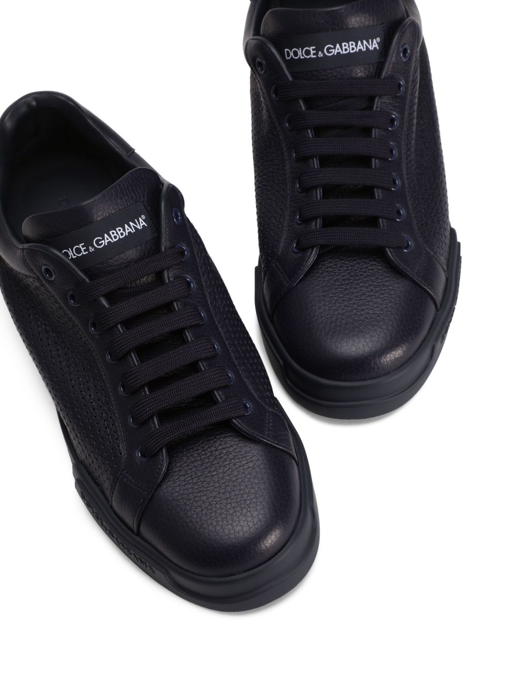 perforated leather sneakers - 4