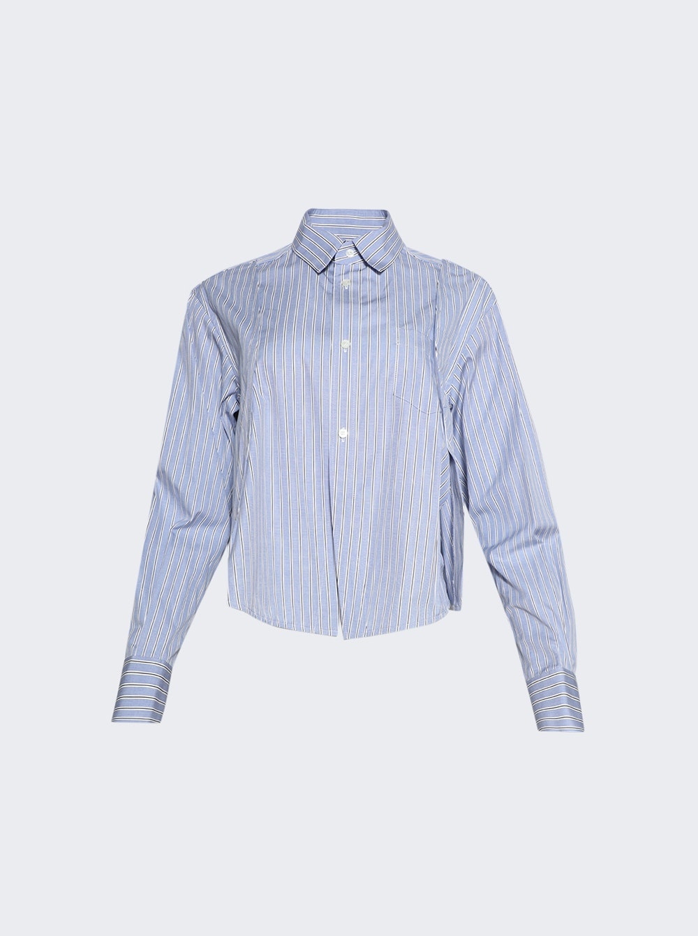 Cotton Poplin Shirt Light Blue Stripes - 1