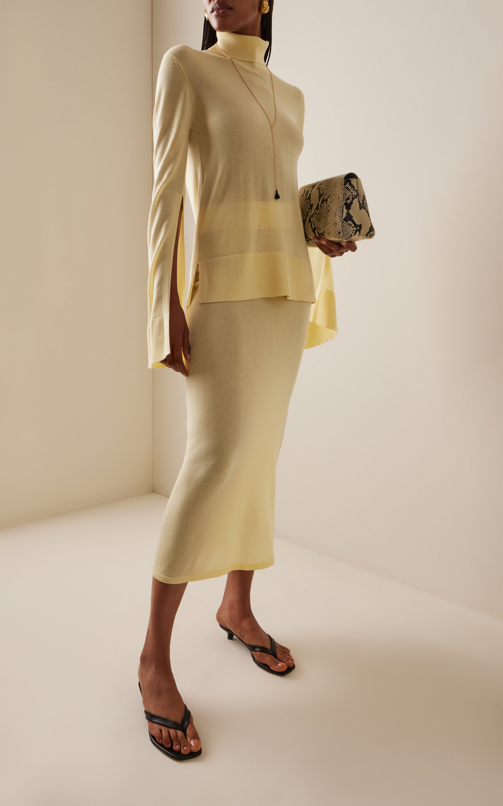 Stretch-Cashmere Skirt yellow - 2
