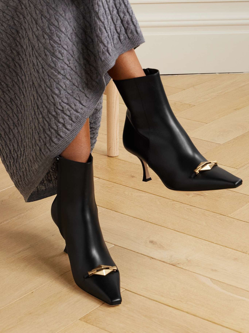 JIMMY CHOO Ryker 70 embellished leather ankle boots Black outlook