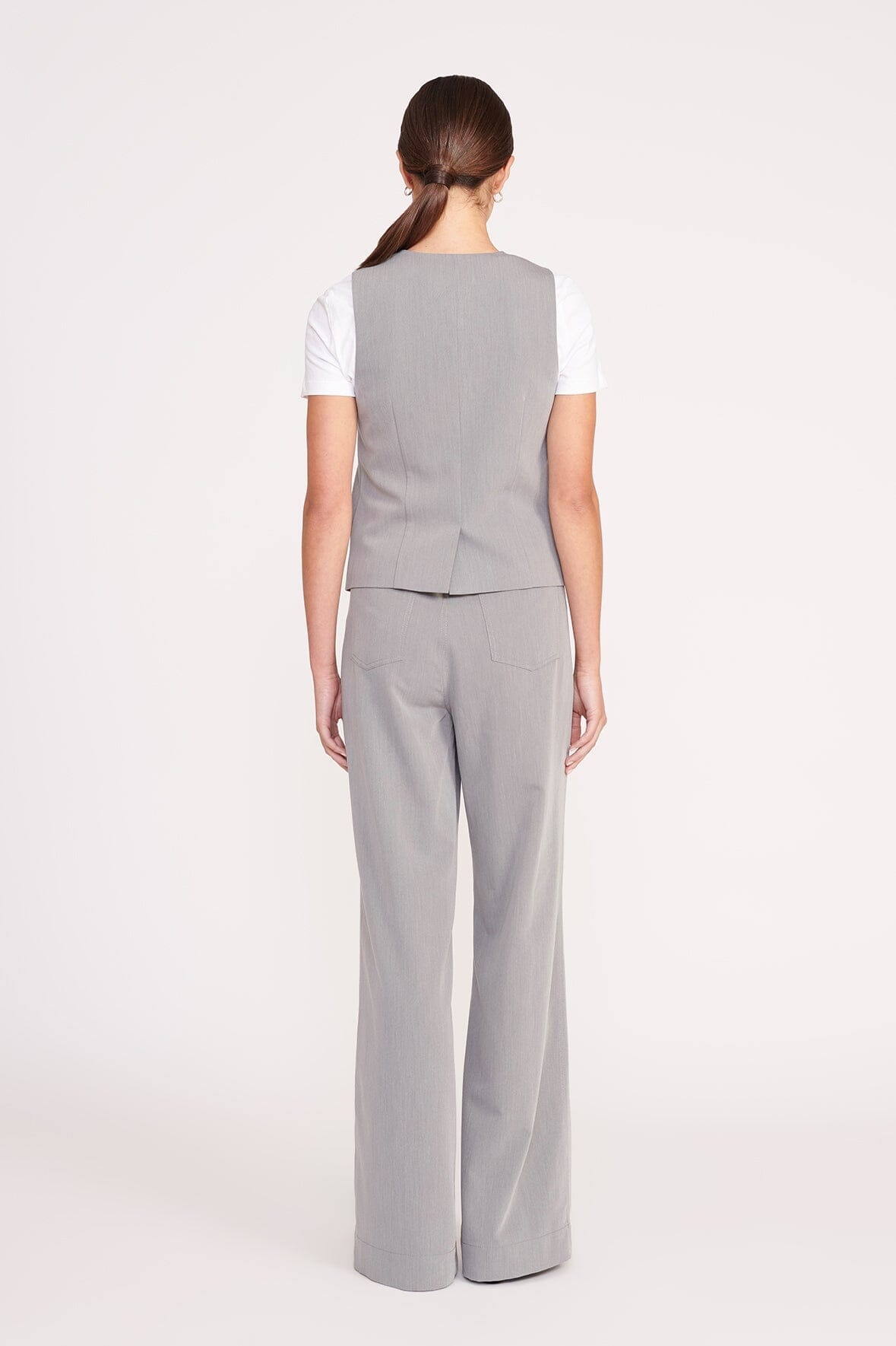 STAUD GRAYSON PANT HEATHER GREY SUITING - 4