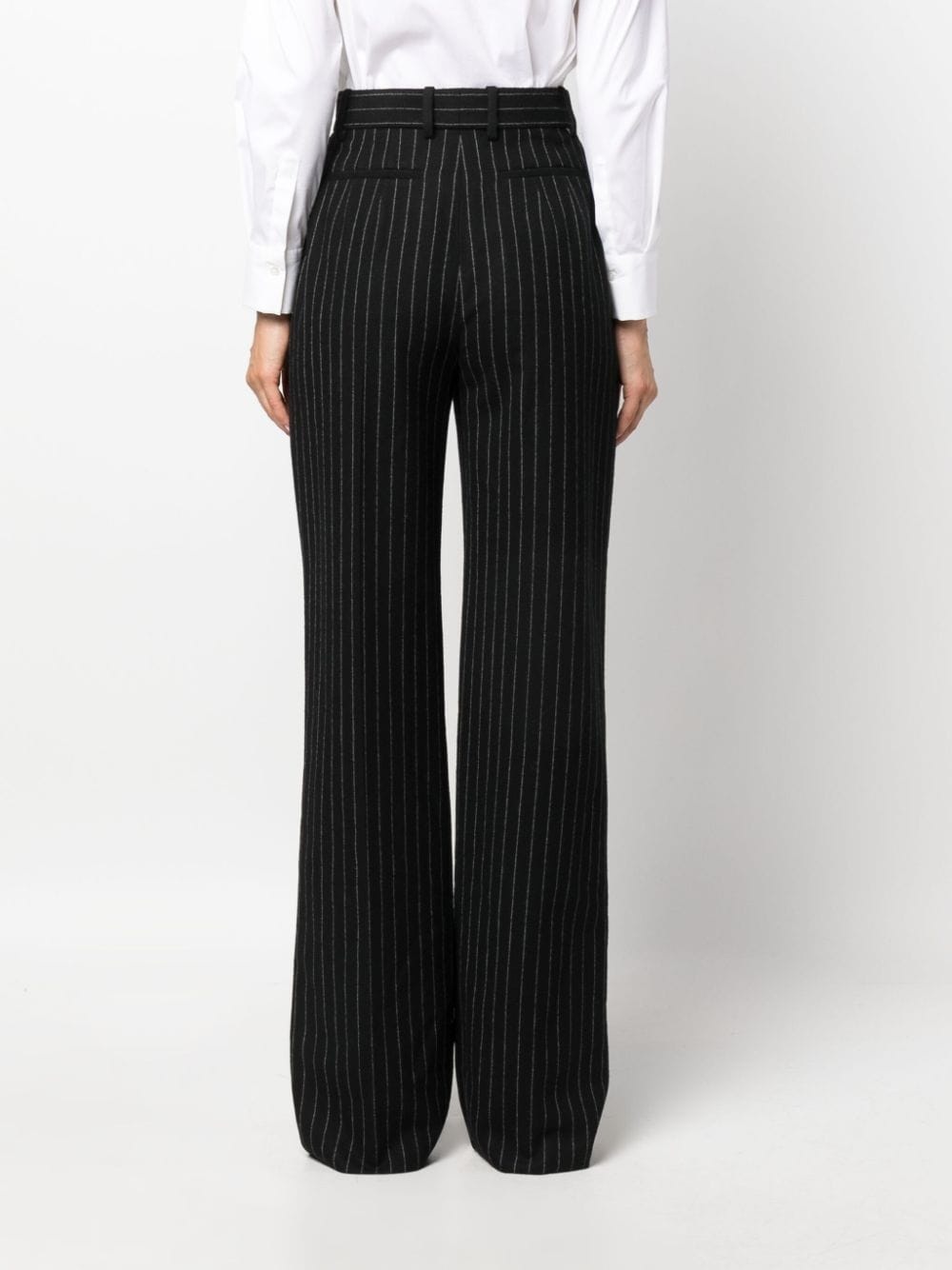 chalk stripe wool trousers - 4