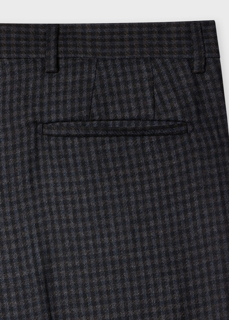 Paul Smith Navy Check Mid-Fit Wool Stretch Trousers outlook