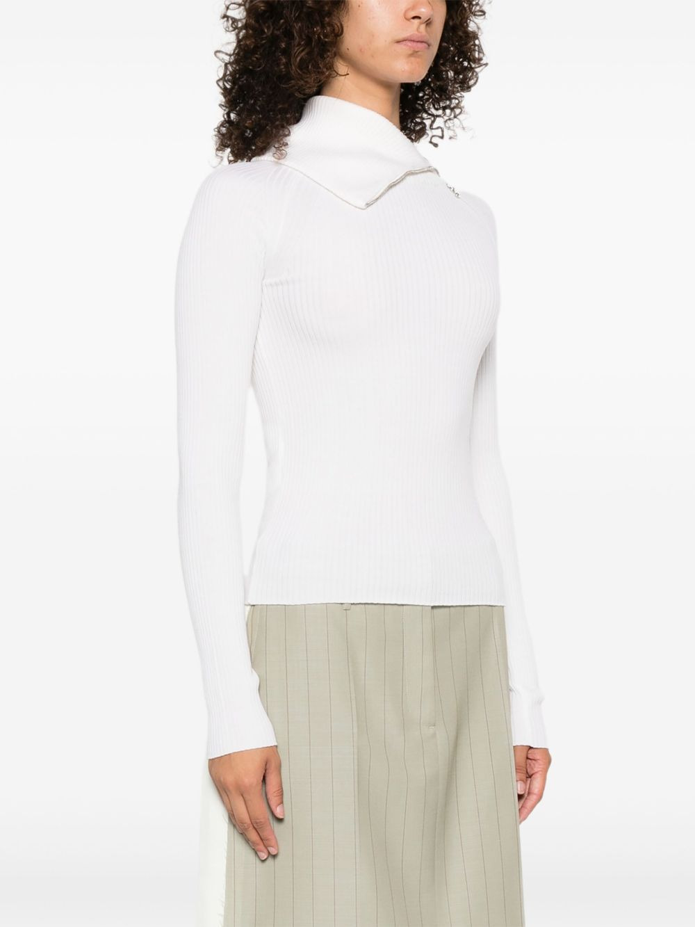 ribbed zip-front sweater - 3