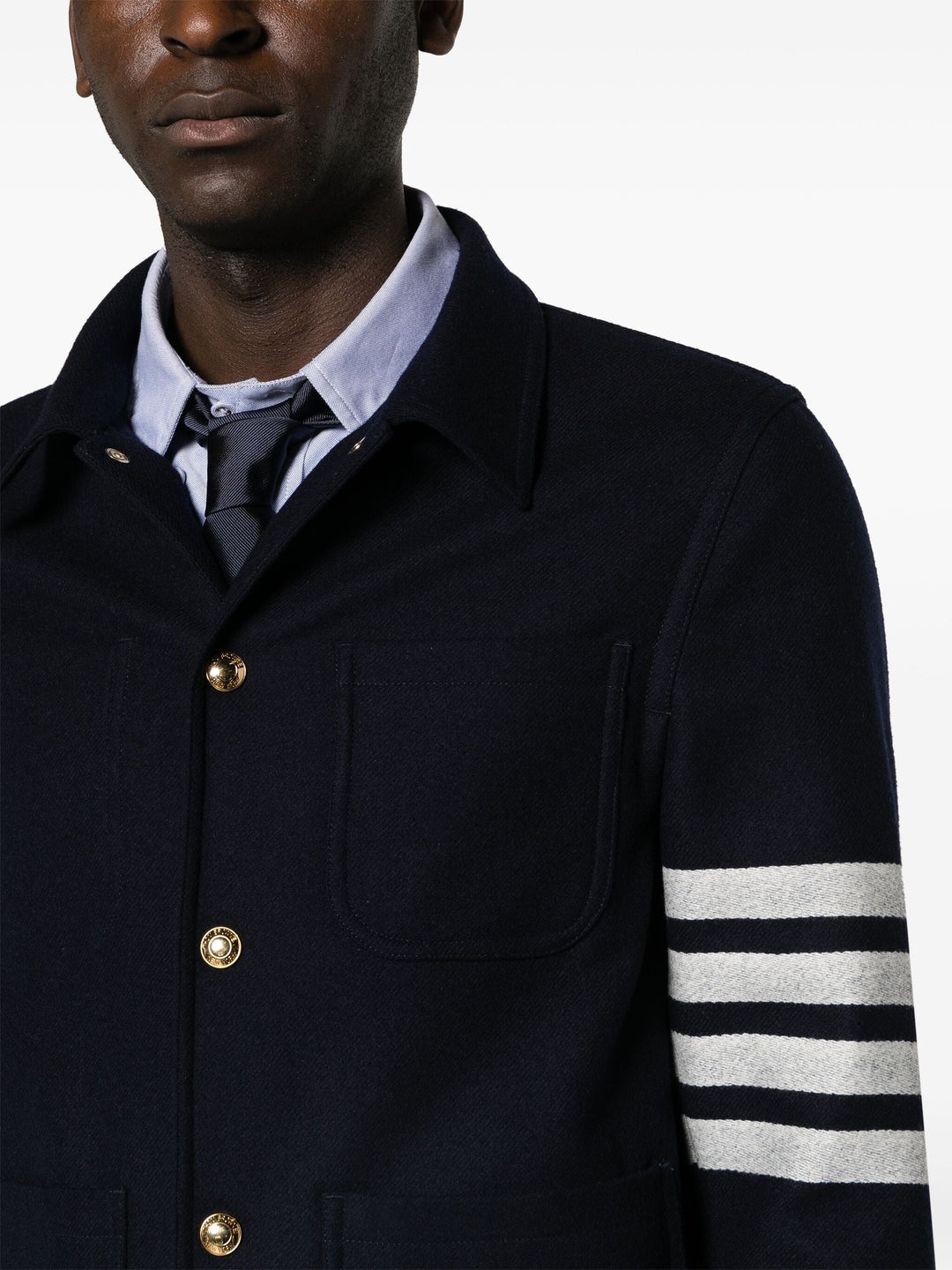 Thom Browne｜JUMPERS (WOOL CASHMERE 4-BAR UTILTY JACKET Wool Cashmere 4 Bar Utility Jacket | Thom Browne