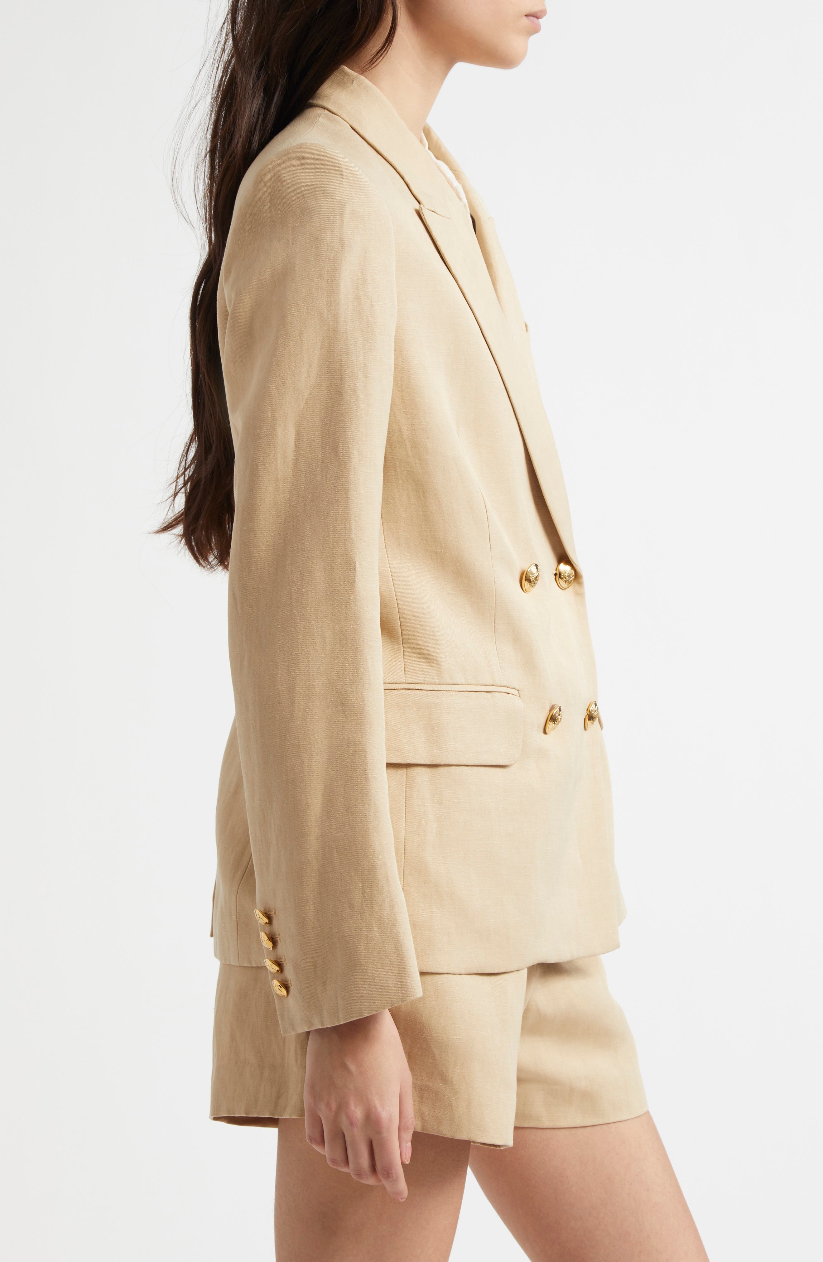 Nili Lotan Veda Linen & Silk Jacket in Khaki at Nordstrom - 4