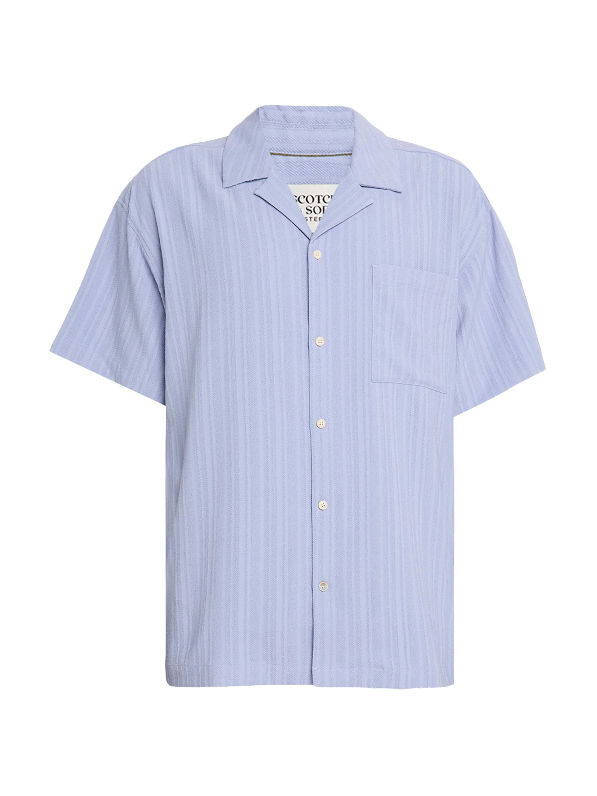 Men's Textured Striped Chest-Pocket Short-Sleeve Shirt - Lavender - 1