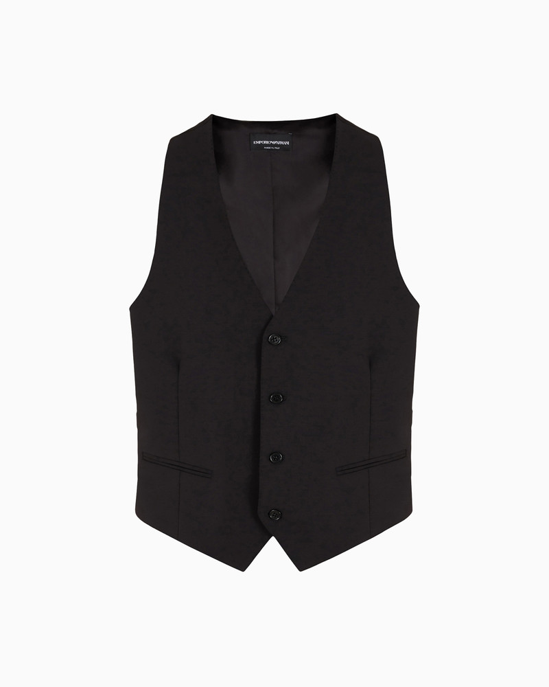 Single-breasted gilet in compact, two-way stretch canvas 1