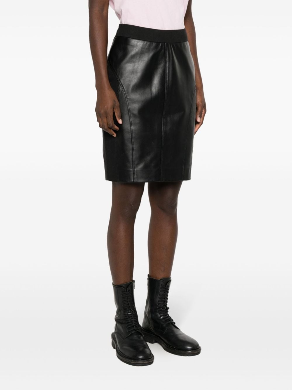 zip-fastening leather skirt - 3