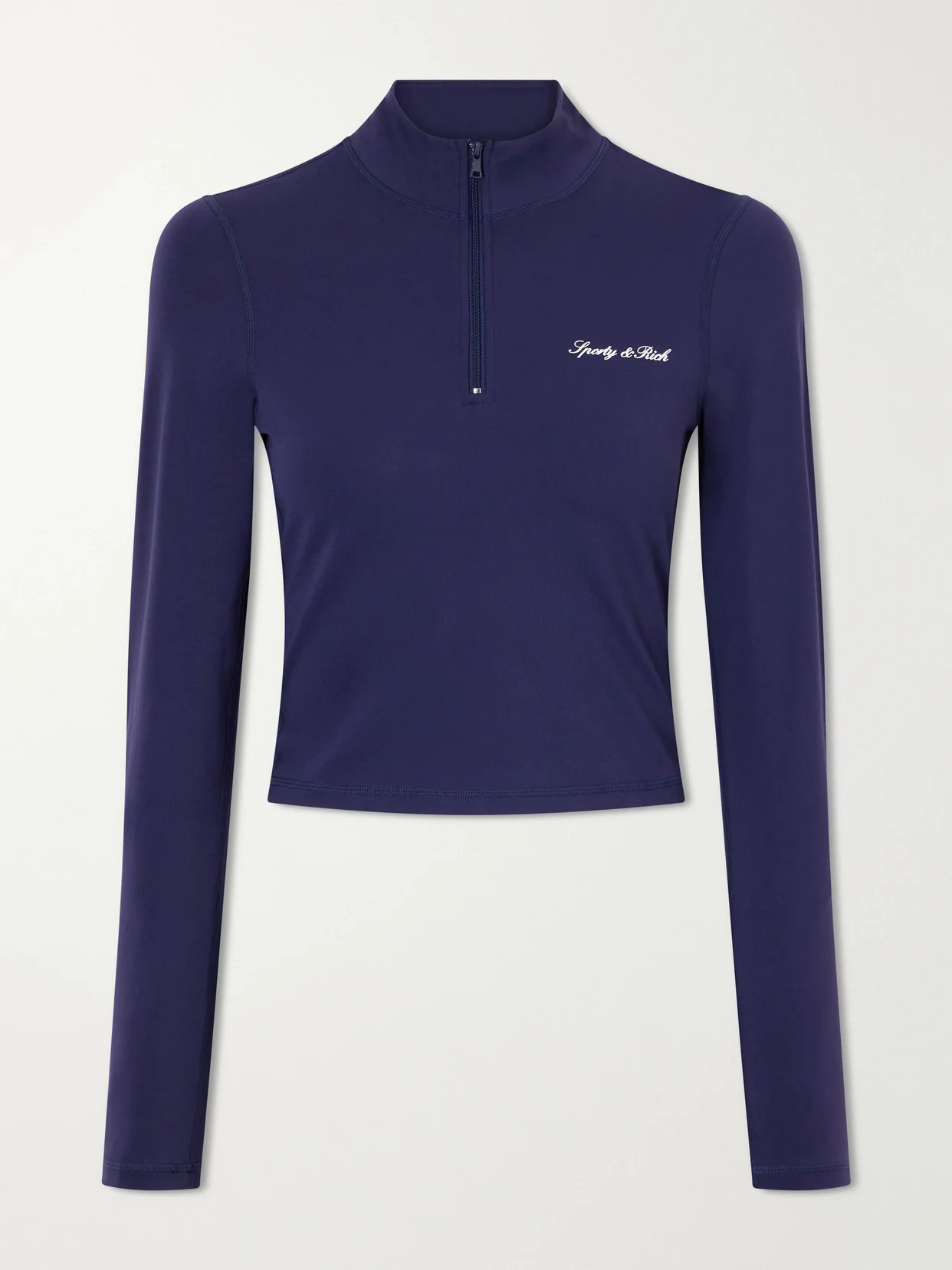 Logo-appliquéd Cropped Stretch-jersey Half-zip Jacket - 1