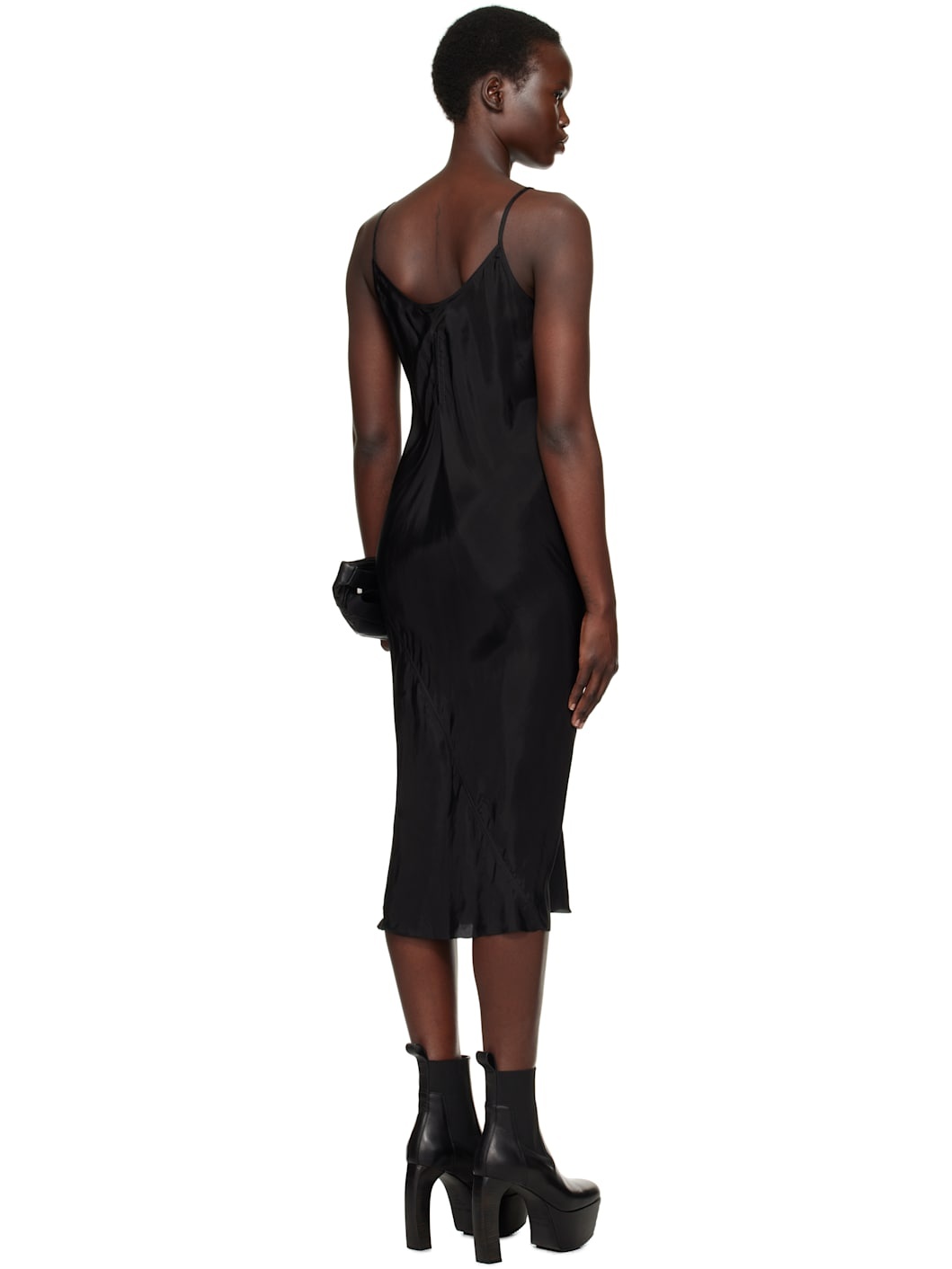 Black Hollywood Slip Midi Dress - 3