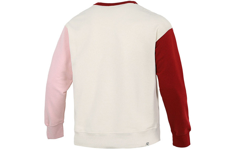 PUMA PUMA Pocket Small Label Colorblock Sports Knit Round Neck Pullover Creamy White 533036-73 outlook