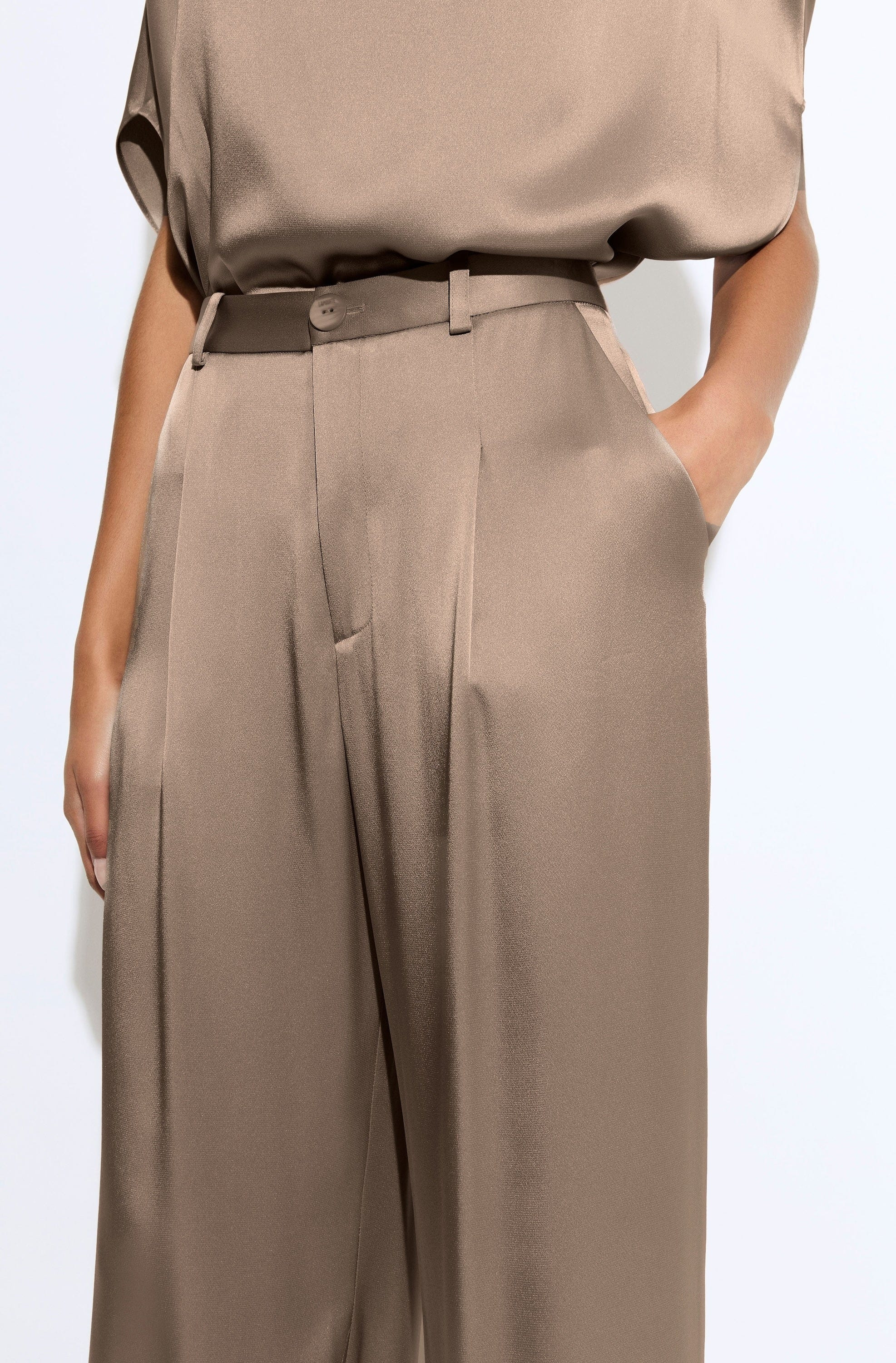 Satin Relaxed Pleated Pant - 4