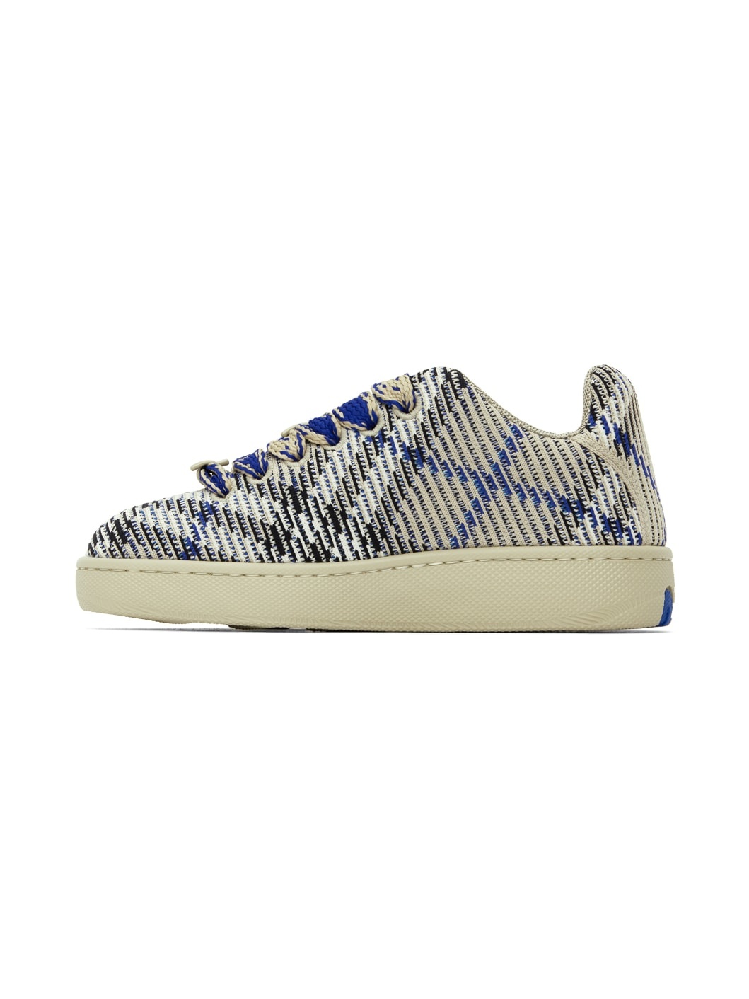 Beige Check Knit Box Sneakers - 3